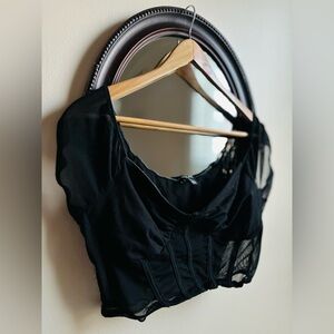 Black off the shoulder crop top Size L lightly worn